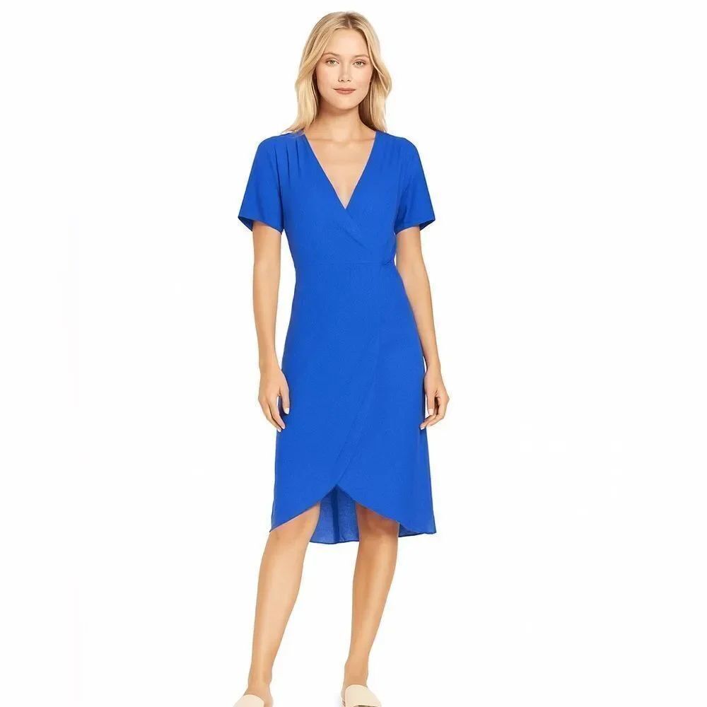 Leith Blue Wrap Dress Short Sleeve Dressy Nordstrom SZ XXS